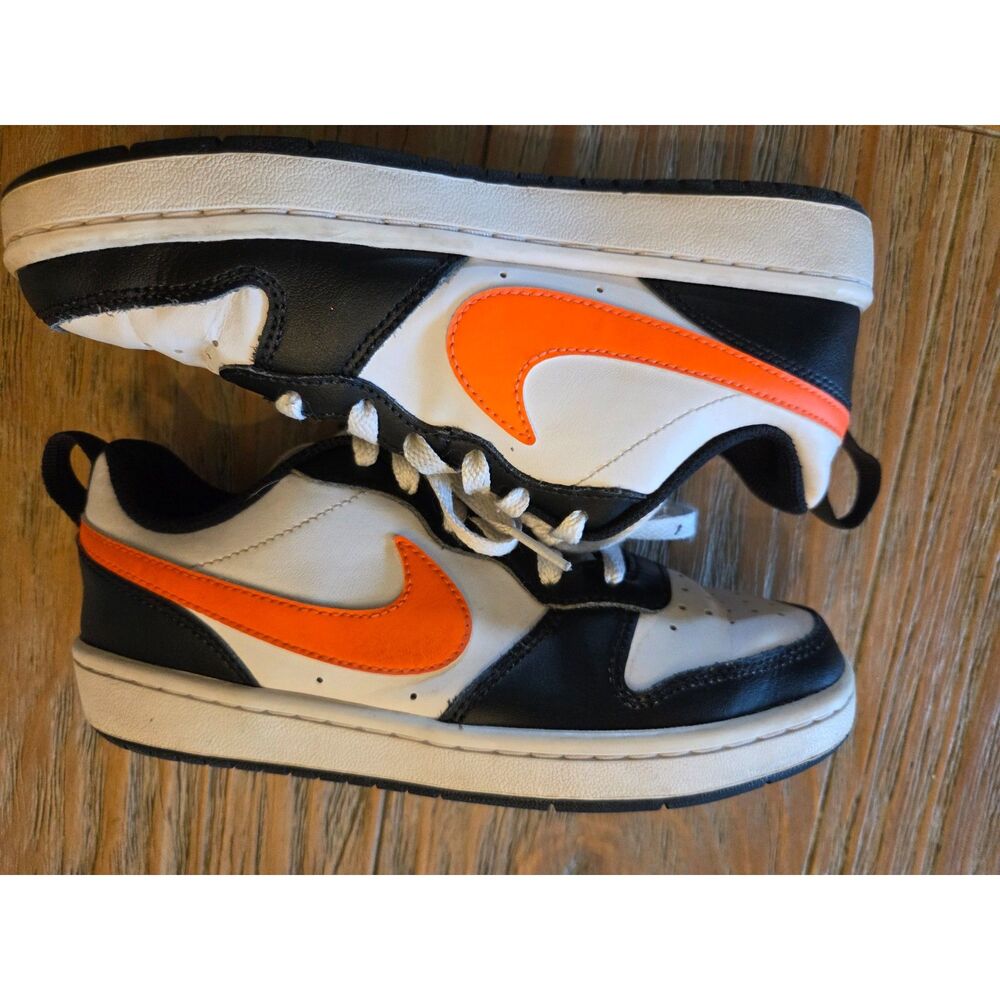 Nike Court Borough Low 2, BQ5448-115, Color: White/Black/Total Orange, size 4Y